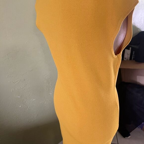 New York & Company Yellow Bodycon Midi Dress - Picture 2 of 6